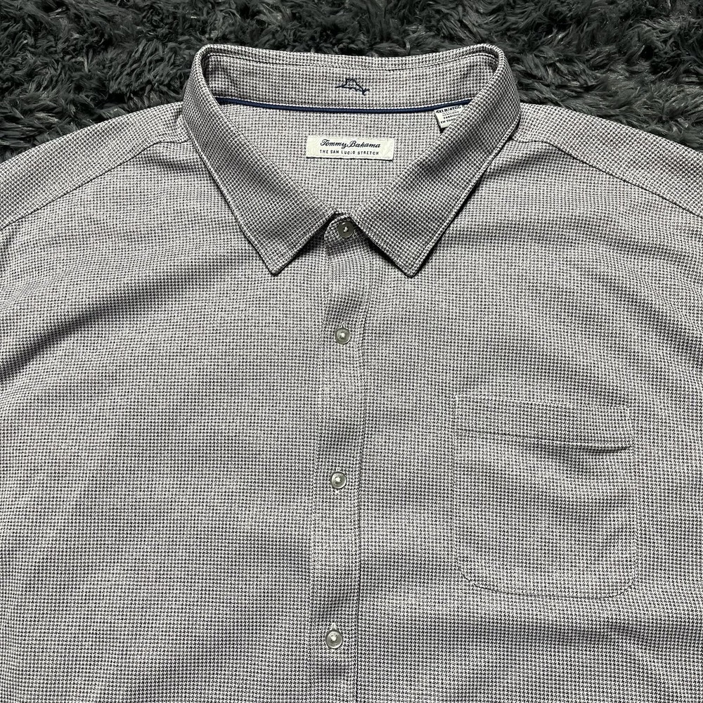 Tommy Bahama San Lucio Stretch Shirt Mens 4XLB Purple Houndstooth Island Zone